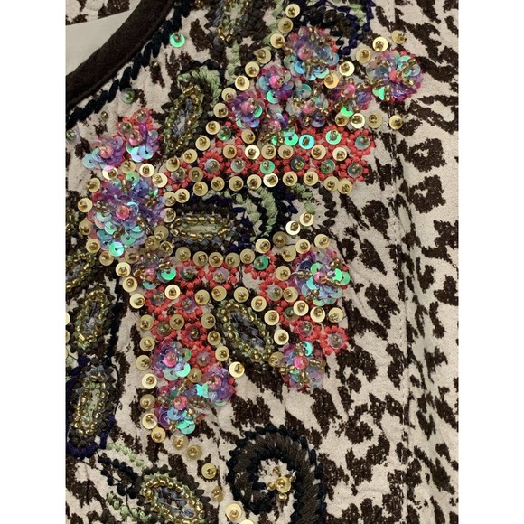 Chico's Women’s Leopard Print Multicolored Sequins Tan Brown Jacket Size 1 - Picture 10 of 12